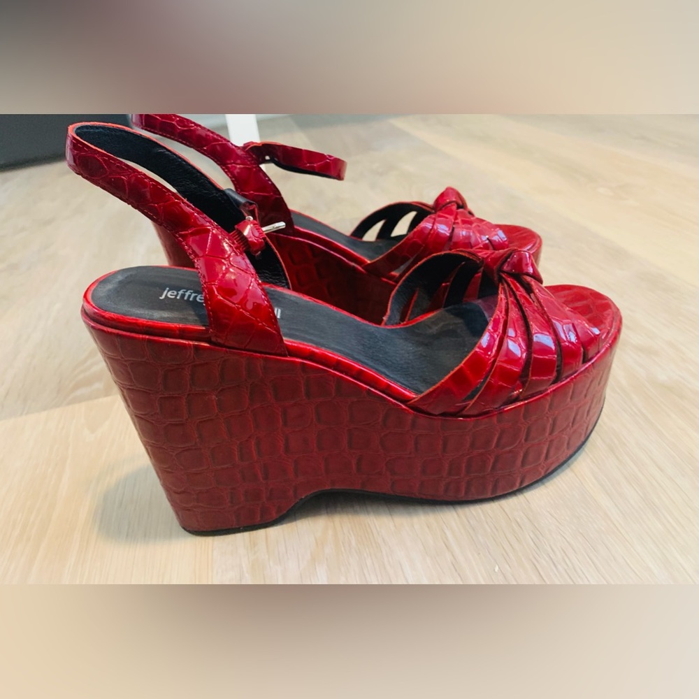 Jeffrey Campbell Red Snake Skin Vintage Style Platform Shoes